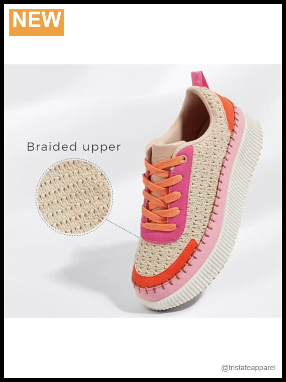 Woven Platform Sneakers Lace Up Fashion Retro Casual Walking Shoes